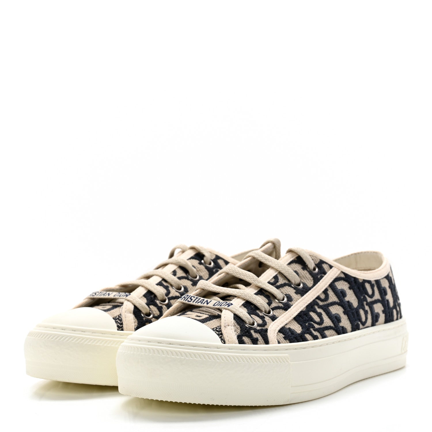 Christian Dior Canvas Oblique Walk'N'Dior Low Top Sneakers 36.5 Deep Blue 3 of 12