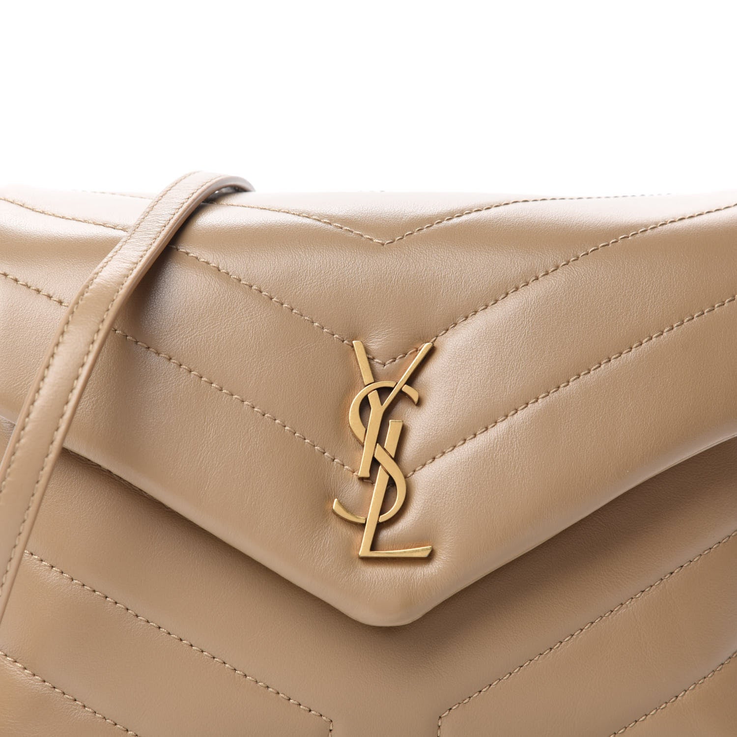 Saint Laurent Calfskin Y Quilted Monogram Toy Loulou Crossbody Bag Latte 11 of 12