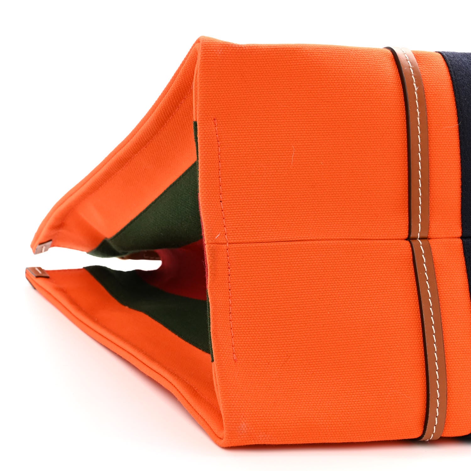 Gucci Canvas Calfskin Web Large Interlocking G Tote Bag Vibrant Orange Hazel Brown 8 of 9