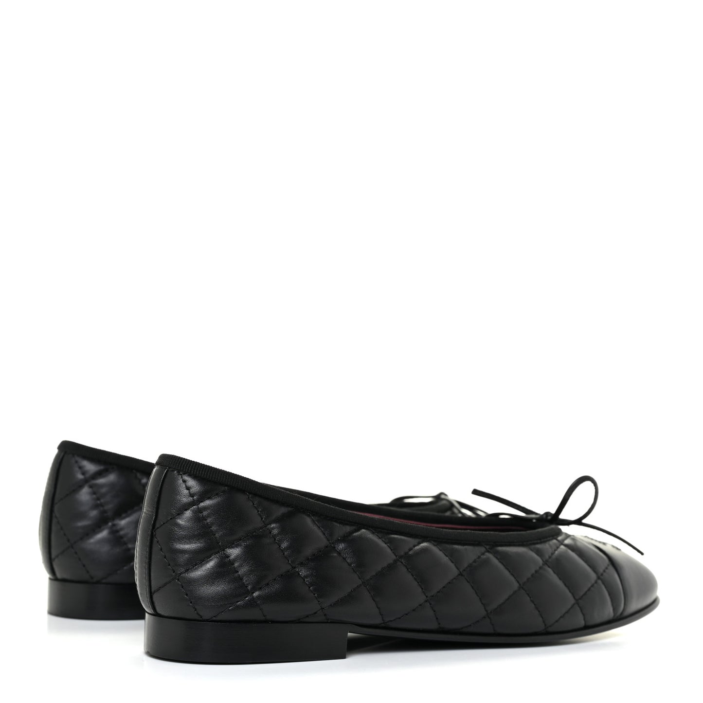 Lambskin Quilted Ballerina Flats 38 Black