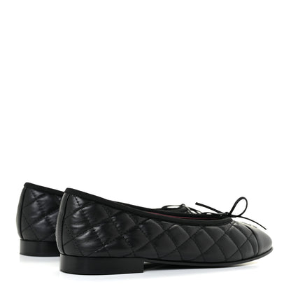 Chanel Lambskin Quilted Ballerina Flats 38 Black 4 of 10