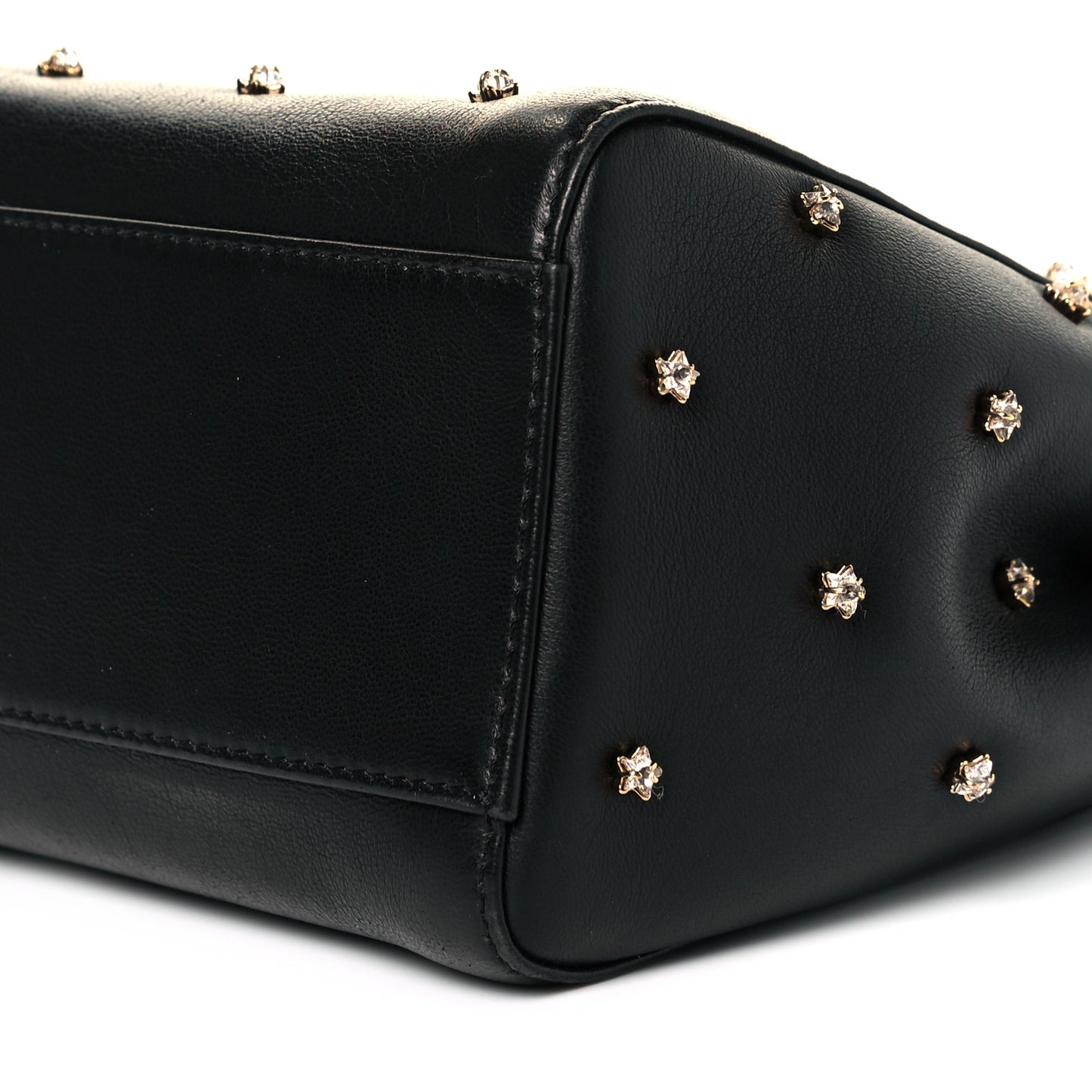 Nappa Crystal Studded XS Peekaboo Iconic Satchel Black