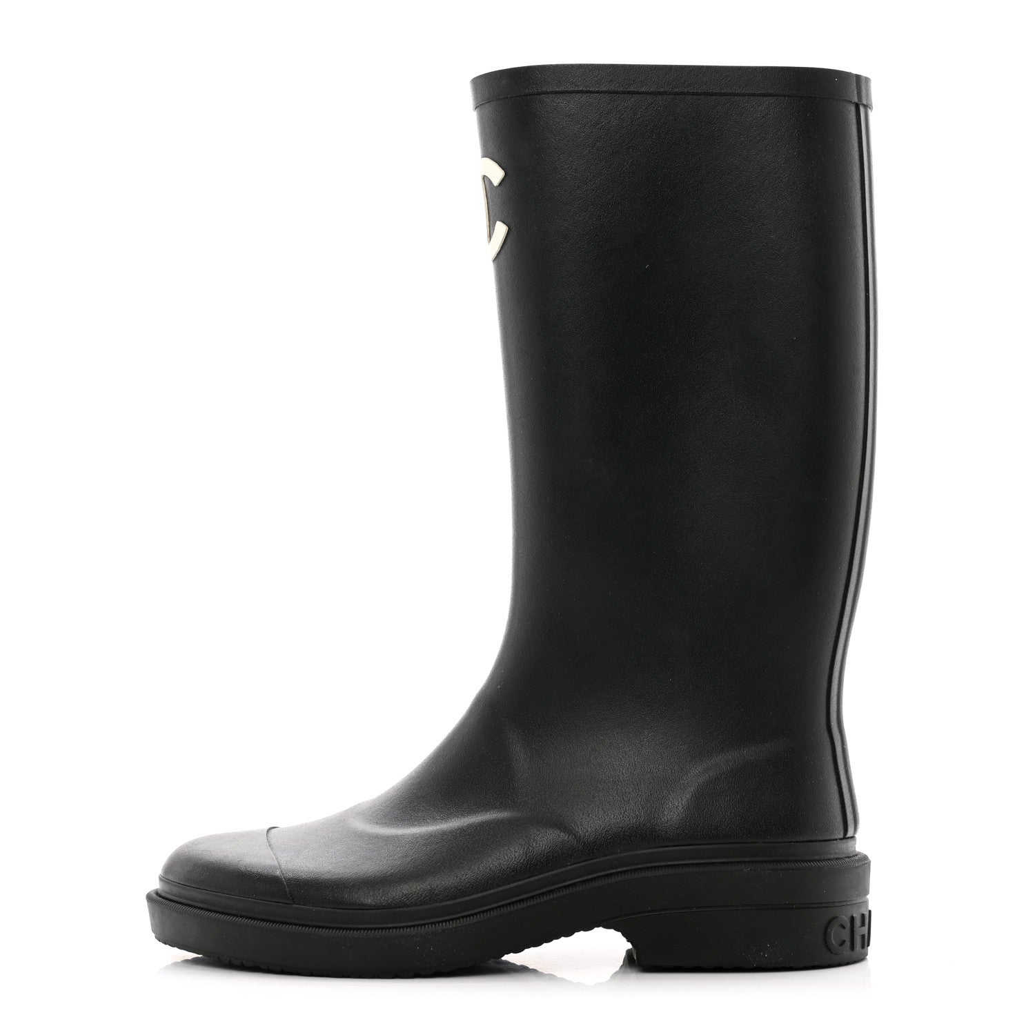 Chanel Caoutchouk CC High Boots 37 Black 1 of 8