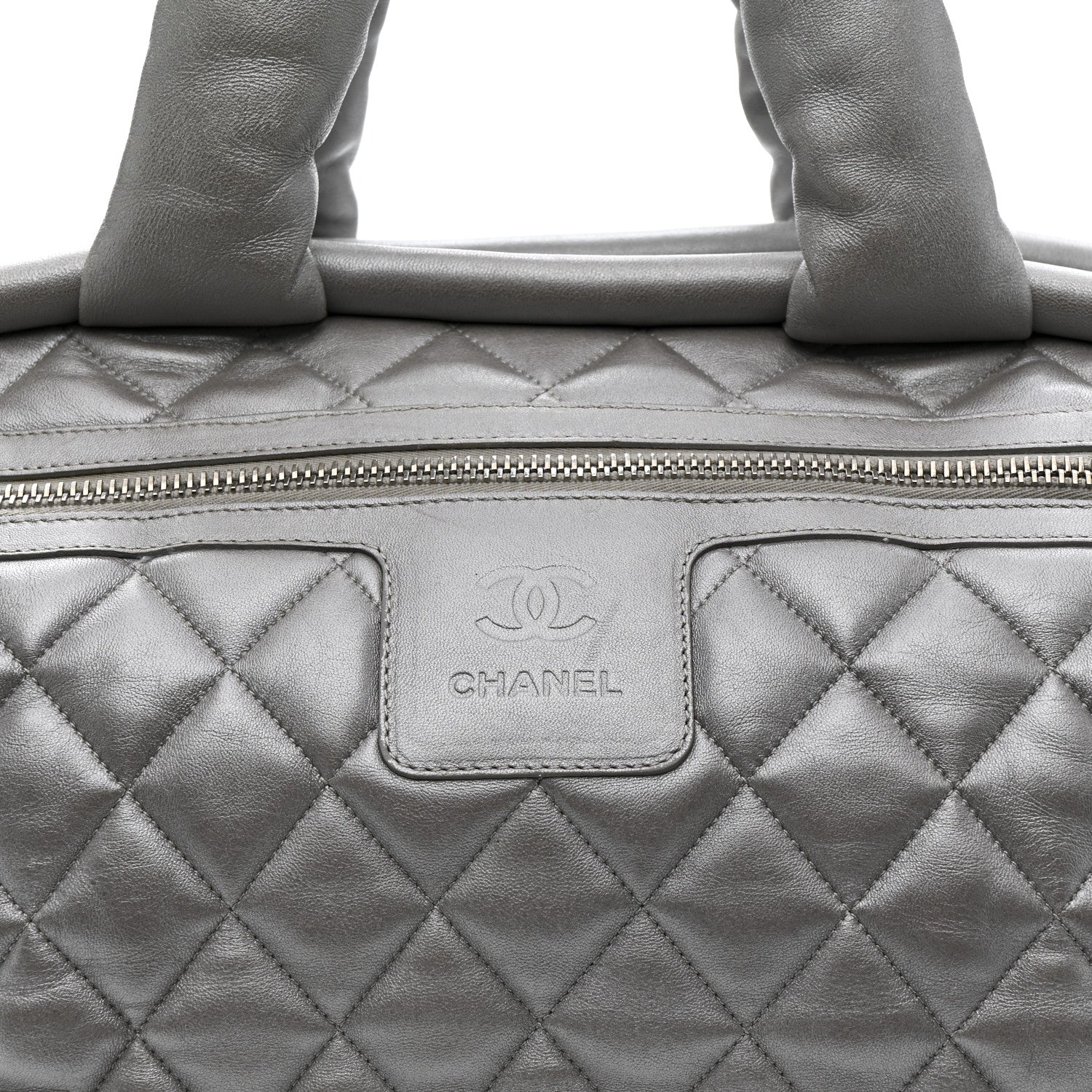 Chanel Metallic Lambskin Quilted Coco Cocoon Bowler Silver 8 of 14