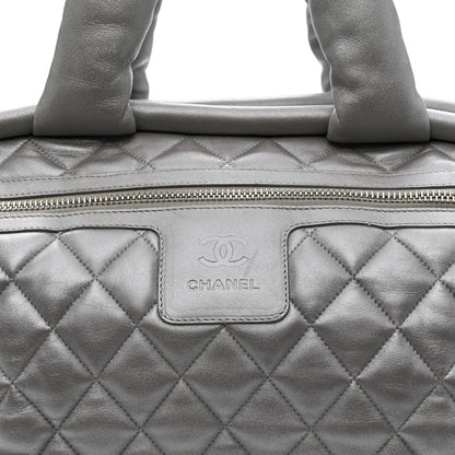 Chanel Metallic Lambskin Quilted Coco Cocoon Bowler Silver 8 of 14