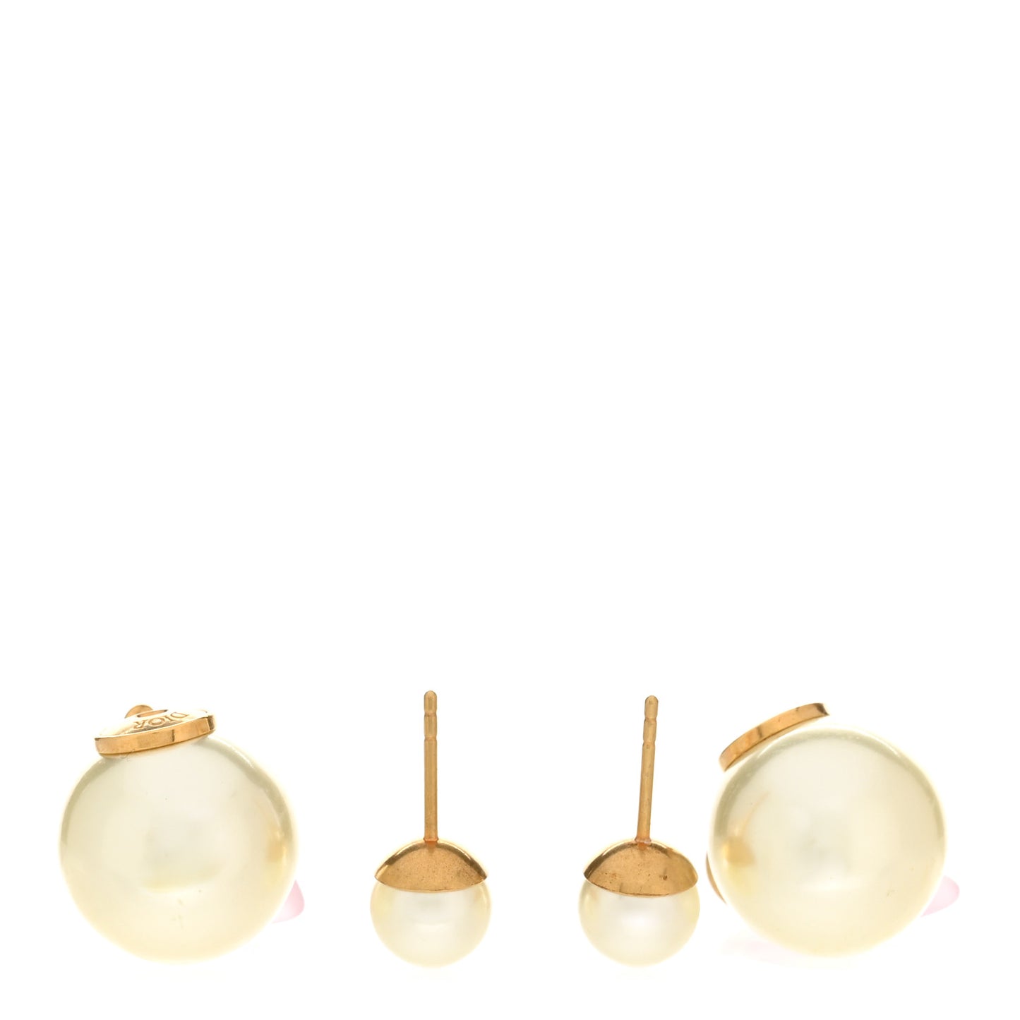 Pearl Heart Dioramour Tribal Earrings Gold Pink
