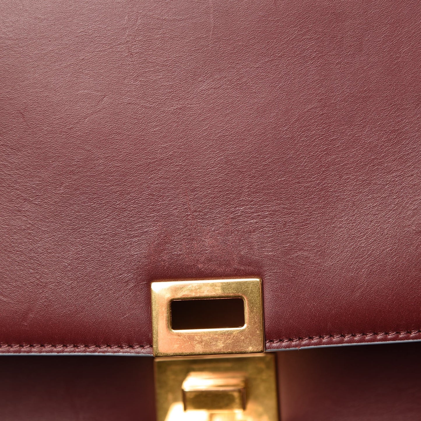 Smooth Calfskin Small Bi-Color Trapeze Burgundy Azur
