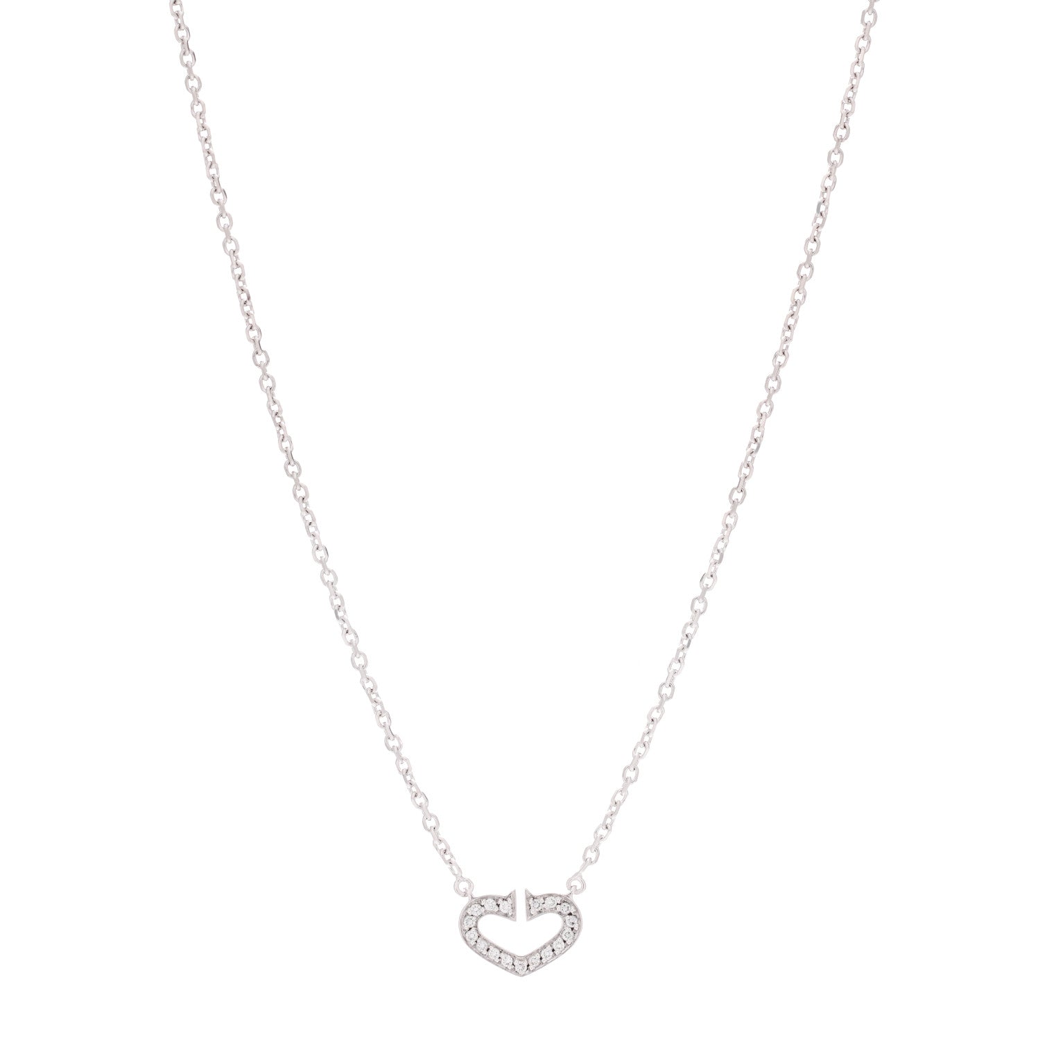 Cartier 18K White Gold Diamond Small Hearts and Symbols Pendant Necklace 1 of 5