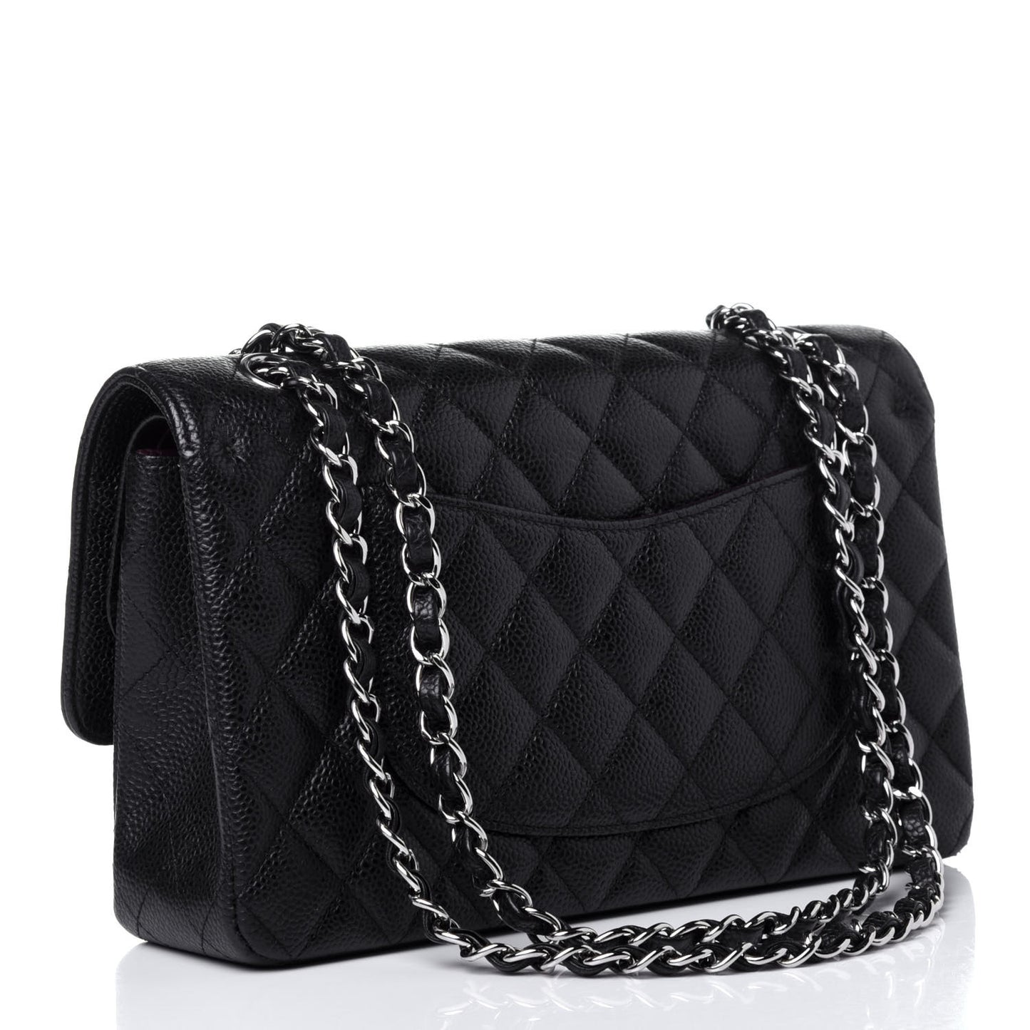 Caviar Quilted Medium Double Flap Black