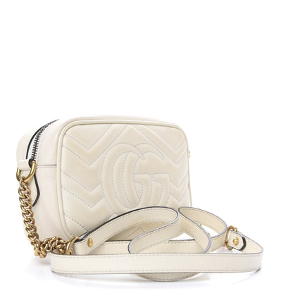 Gucci Calfskin Matelasse Mini GG Marmont Chain Shoulder Bag White 3 of 16