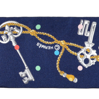 Hermes Silk Les Cles A Pois Twilly Marine Gris Argent 3 of 4