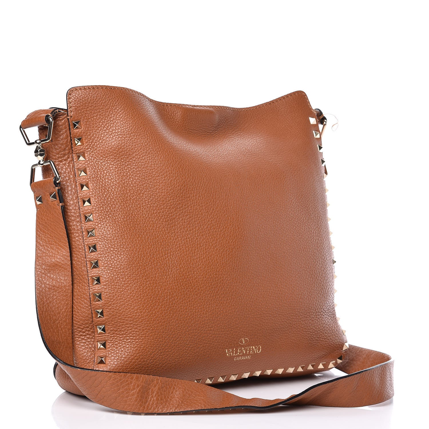 Valentino Garavani Pebbled Calfskin Large Rockstud Flip-Lock Messenger Bag Light Cuir 3 of 16