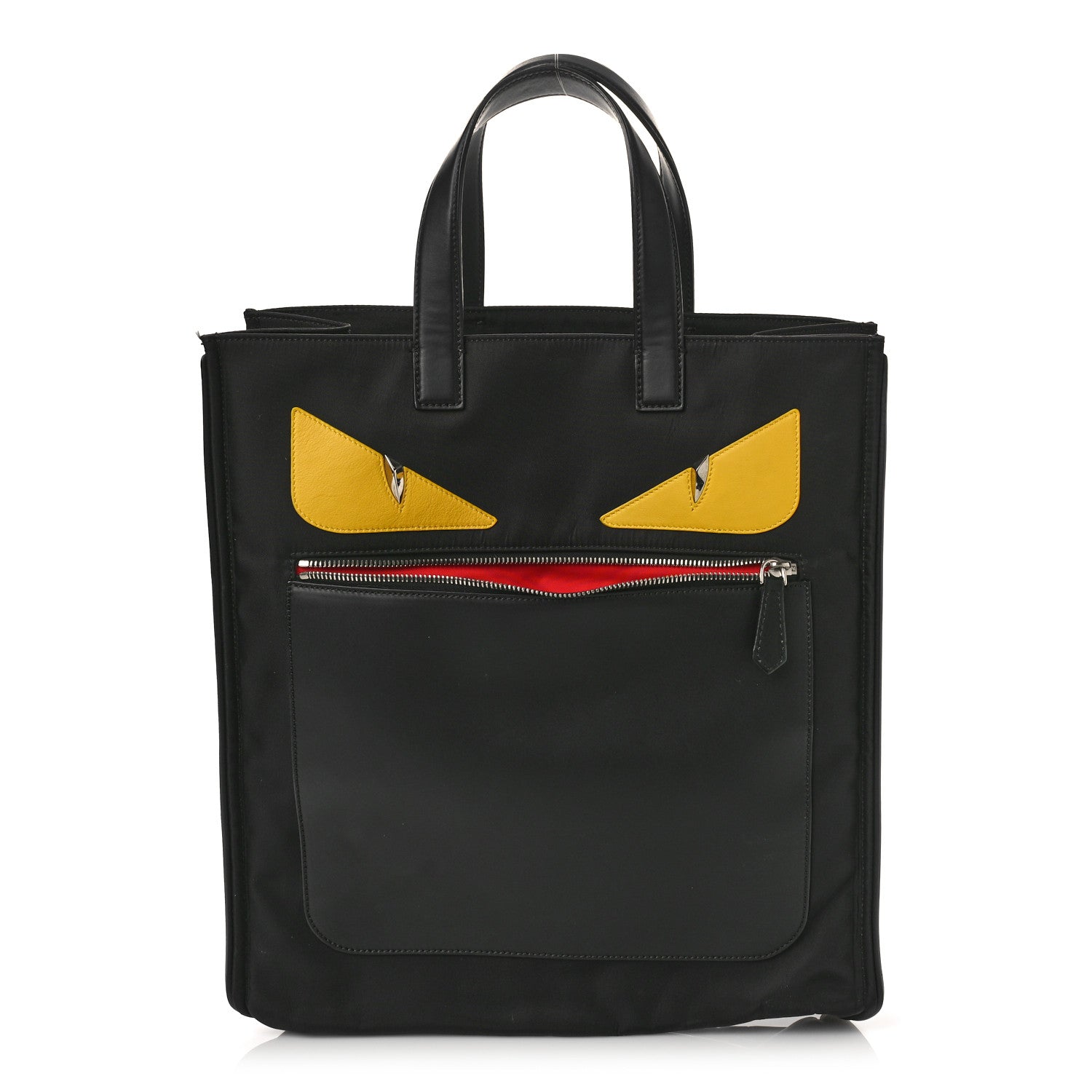 Fendi Nylon Vitello Liberty Dolce Monster Eyes Tote Black Sunflower 1 of 10