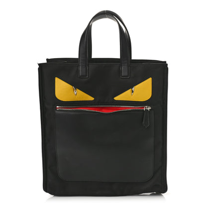 Fendi Nylon Vitello Liberty Dolce Monster Eyes Tote Black Sunflower 1 of 10