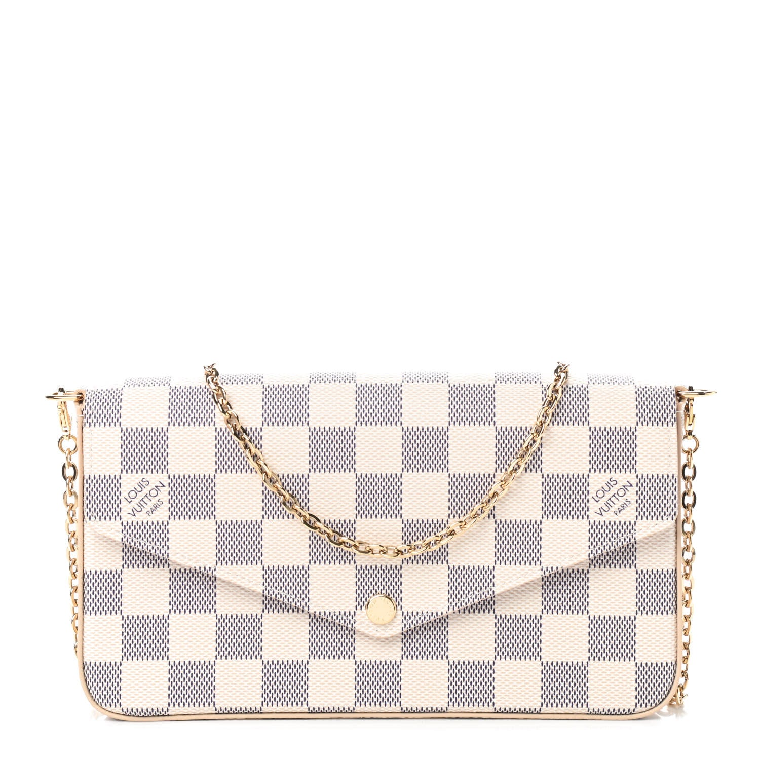 Louis Vuitton Damier Azur Pochette Felicie Chain Wallet Rose Ballerine 1 of 9