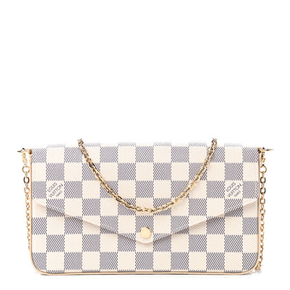 Louis Vuitton Damier Azur Pochette Felicie Chain Wallet Rose Ballerine 1 of 9