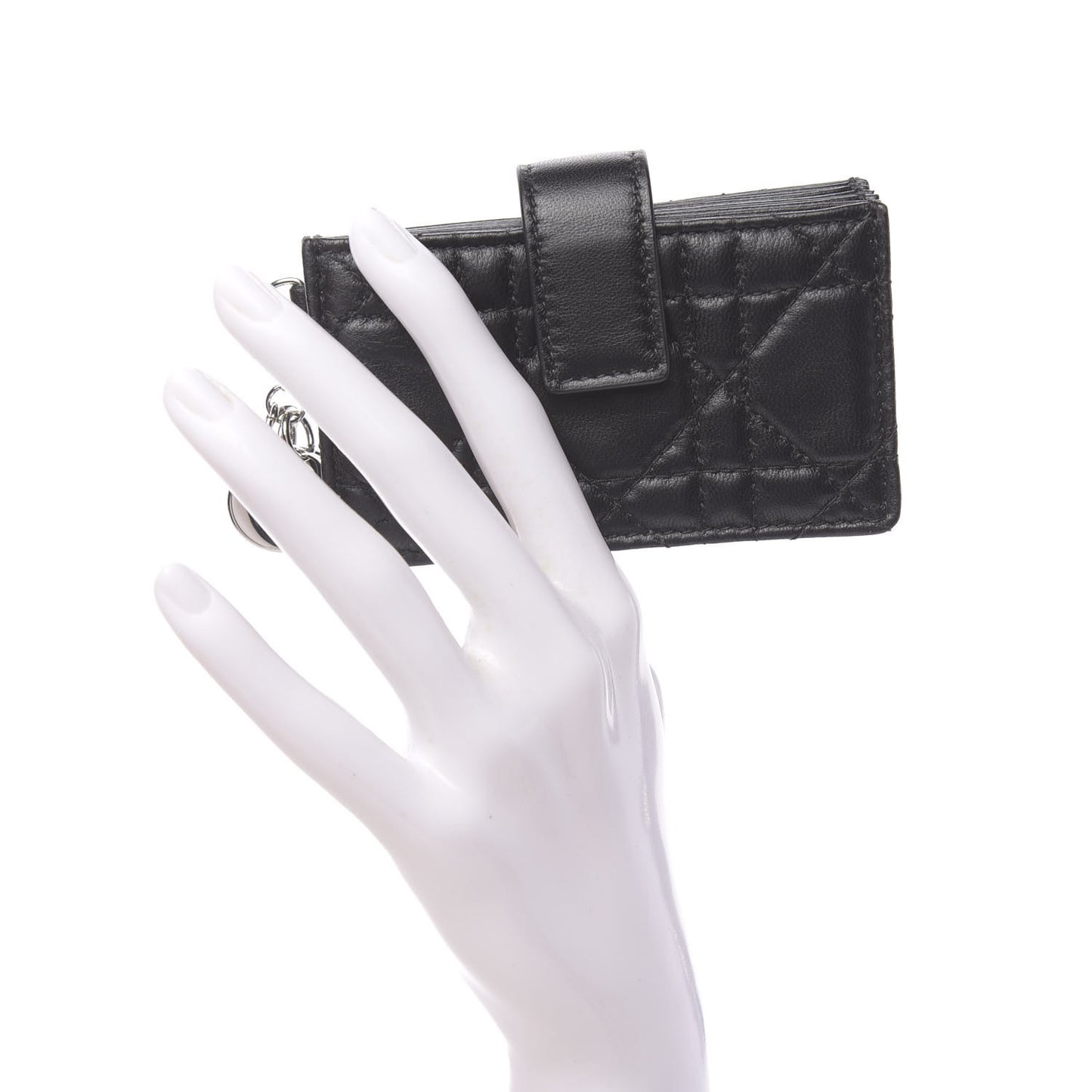 Lambskin Cannage Lady Dior 5-Gusset Card Holder Black