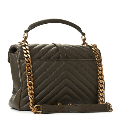Saint Laurent Sheepskin Matelasse Chevron Monogram Medium College Bag Seaweed 2 of 4