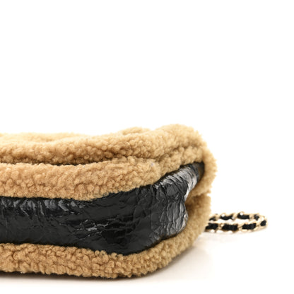Chanel Shiny Crumpled Sheepskin Shearling CC Mania Flap Bag Black Beige 11 of 11