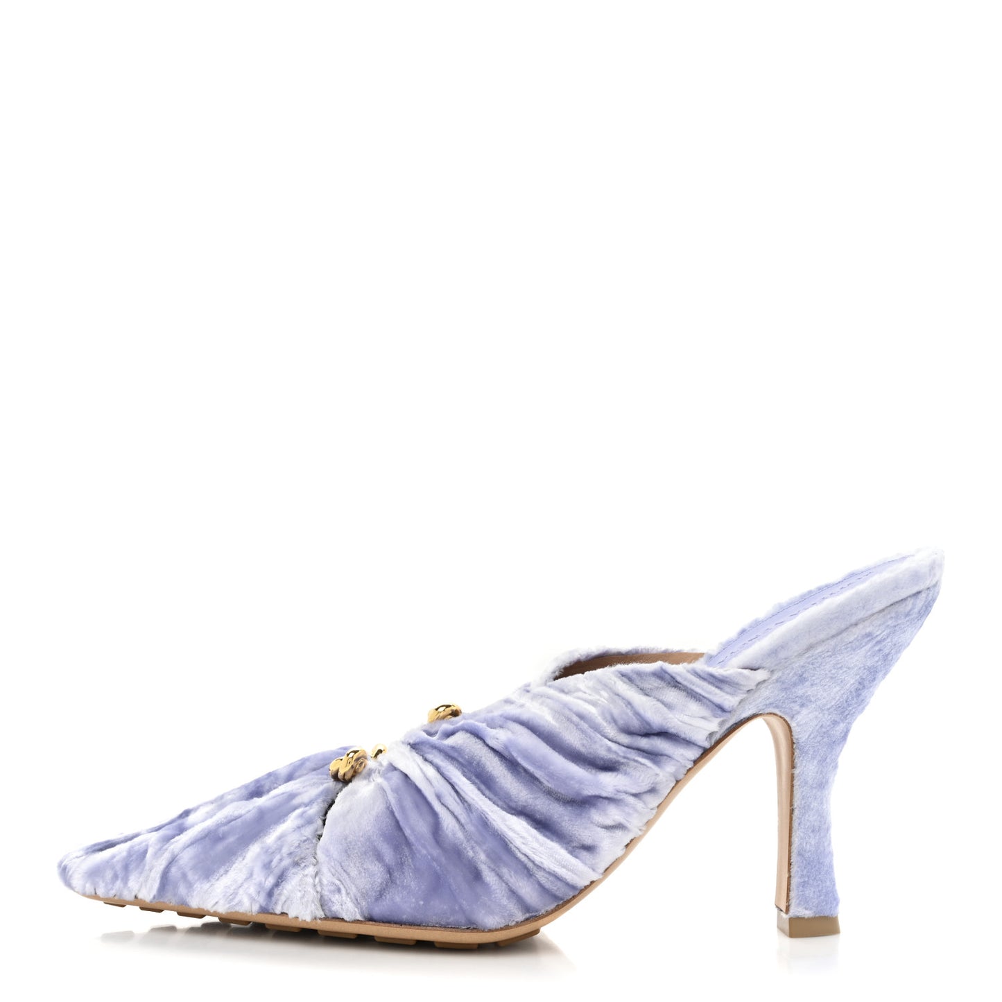 Textured Viscose Silk Velvet Bunnie Mule Pumps 41 Amethyst