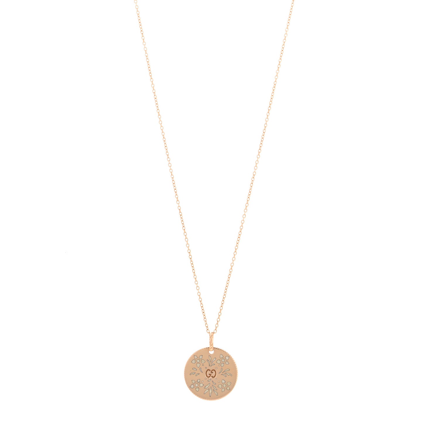 18K Rose Gold Enamel Icon Blooms Necklace White