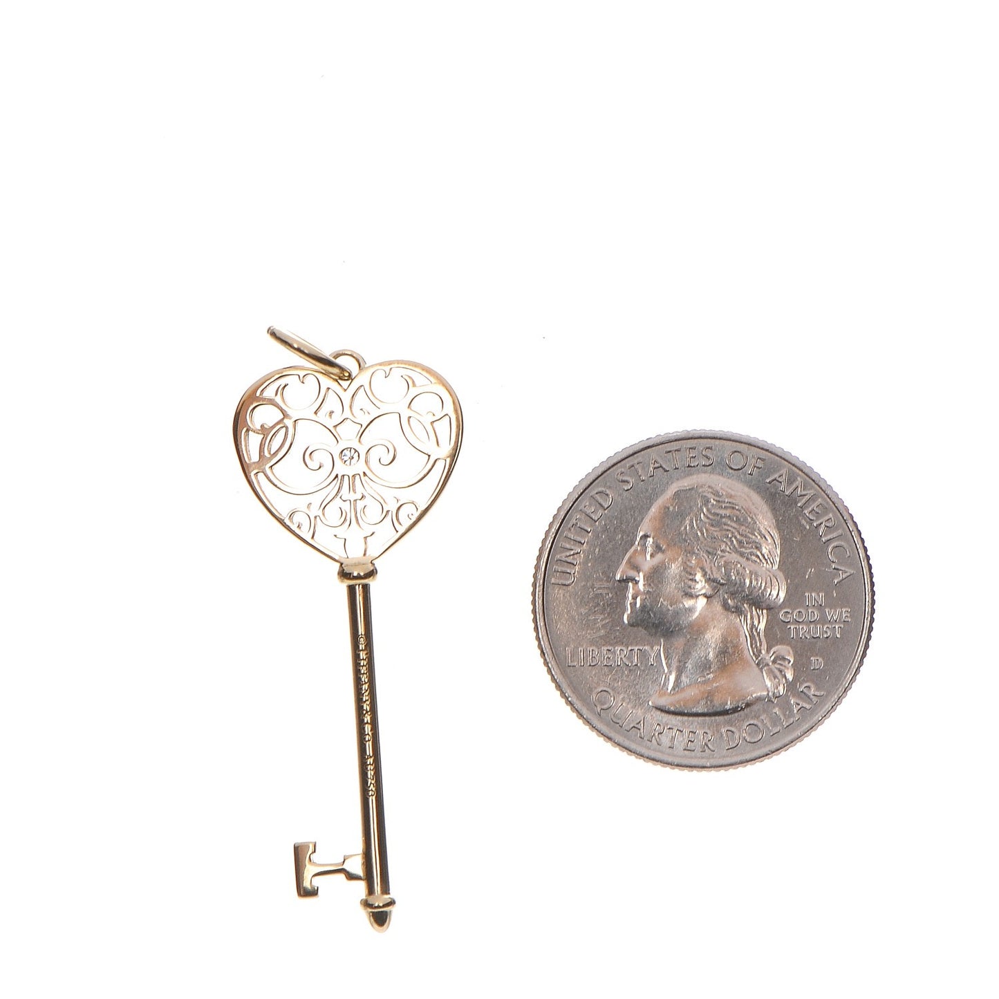 18K Yellow Gold Diamond Enchant Key Pendant Necklace