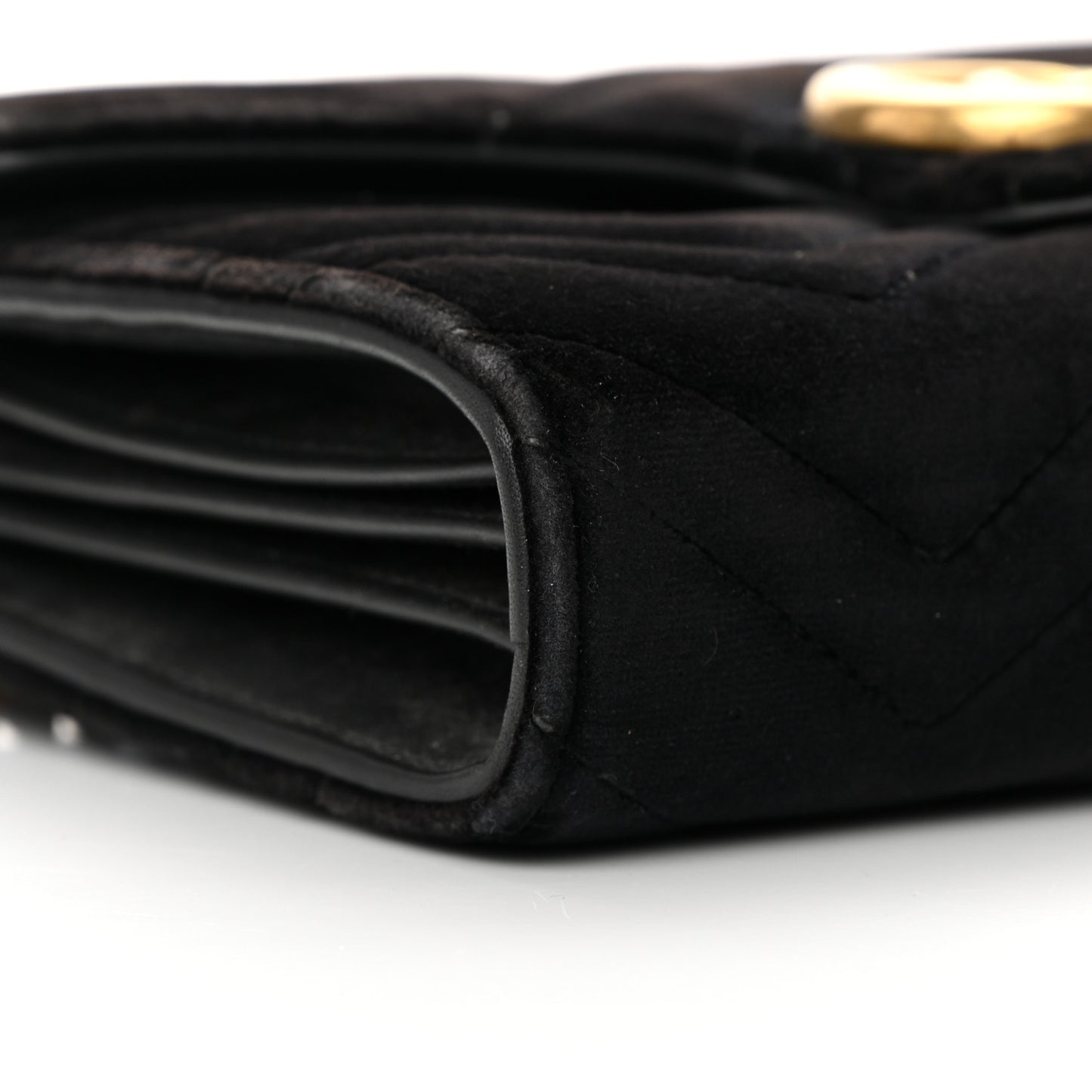 Velvet Matelasse GG Marmont Chain Wallet Black