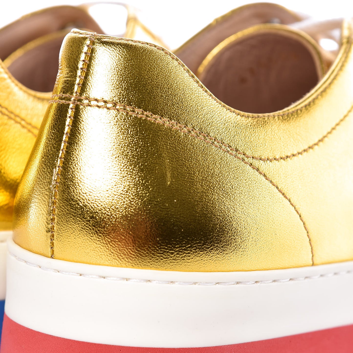 Metallic Nappa Sylvie Web Peggy Platform Sneakers 38.5 Oro Vecchio