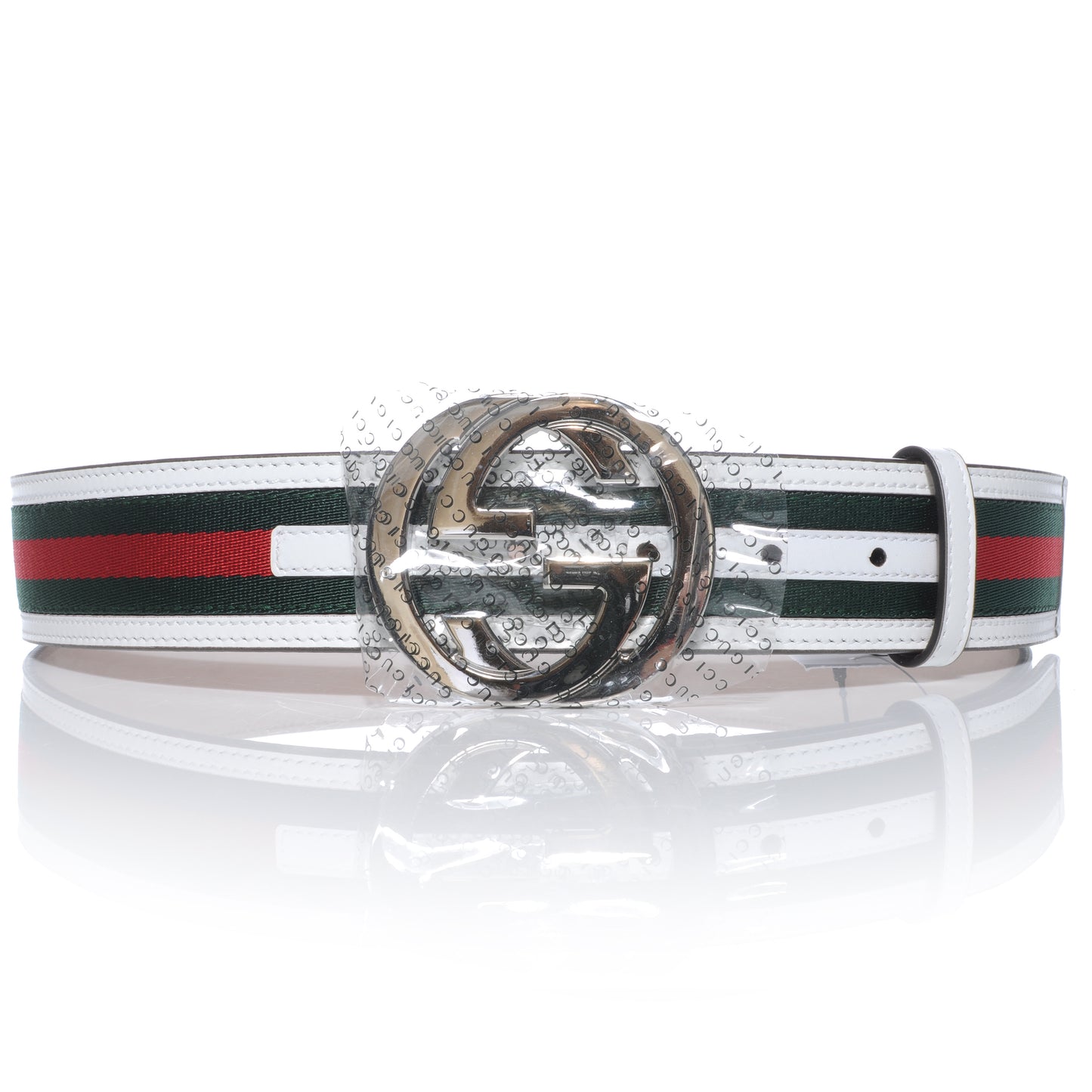 Leather Web GG Belt 85 34 White