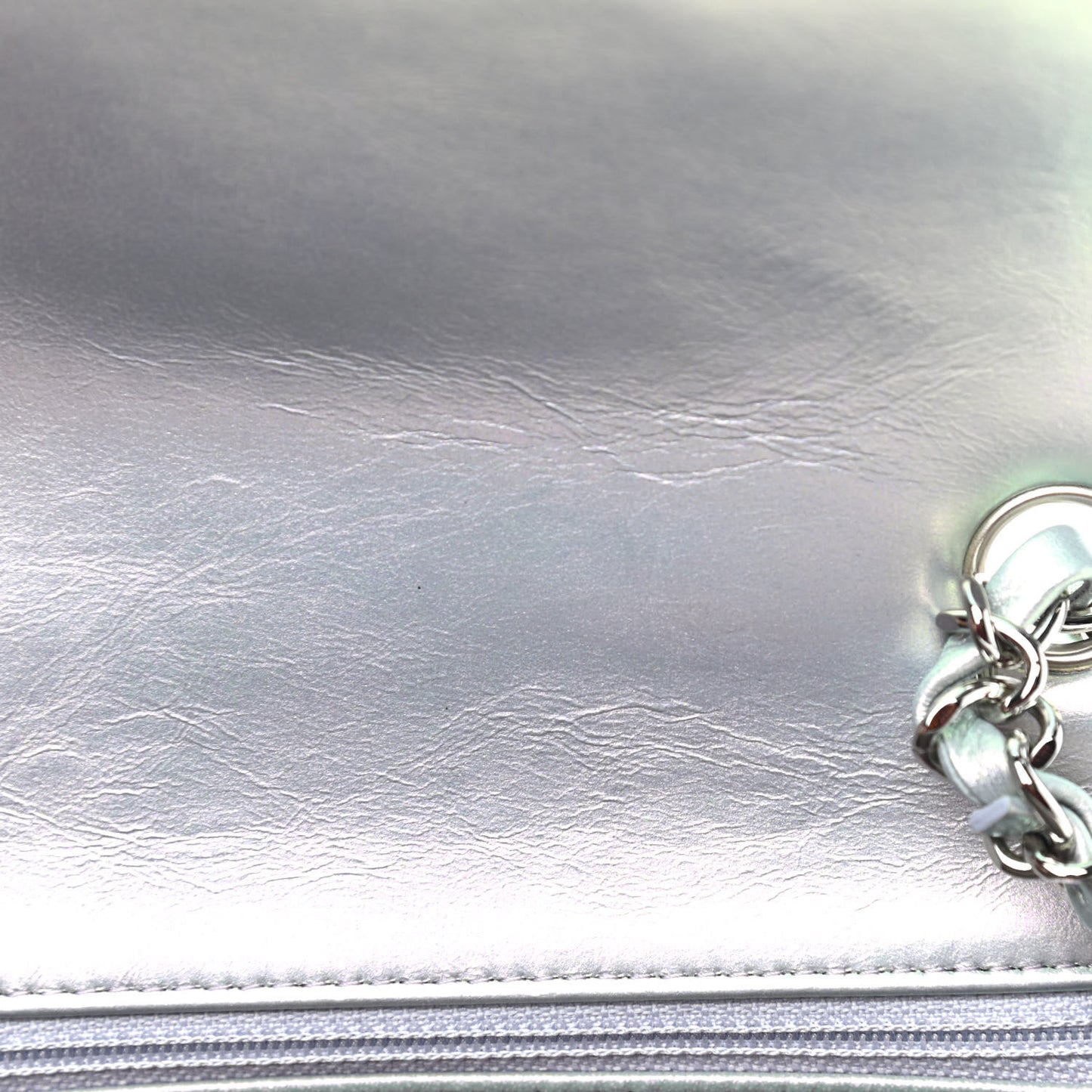 Iridescent Calfskin Quilted Mini Rectangular Flap Light Purple