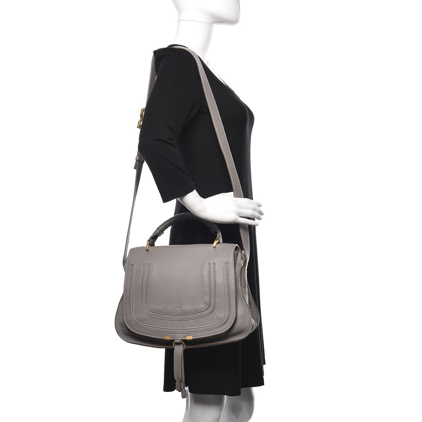 Calfskin Medium Marcie Top Handle Bag Cashmere Grey