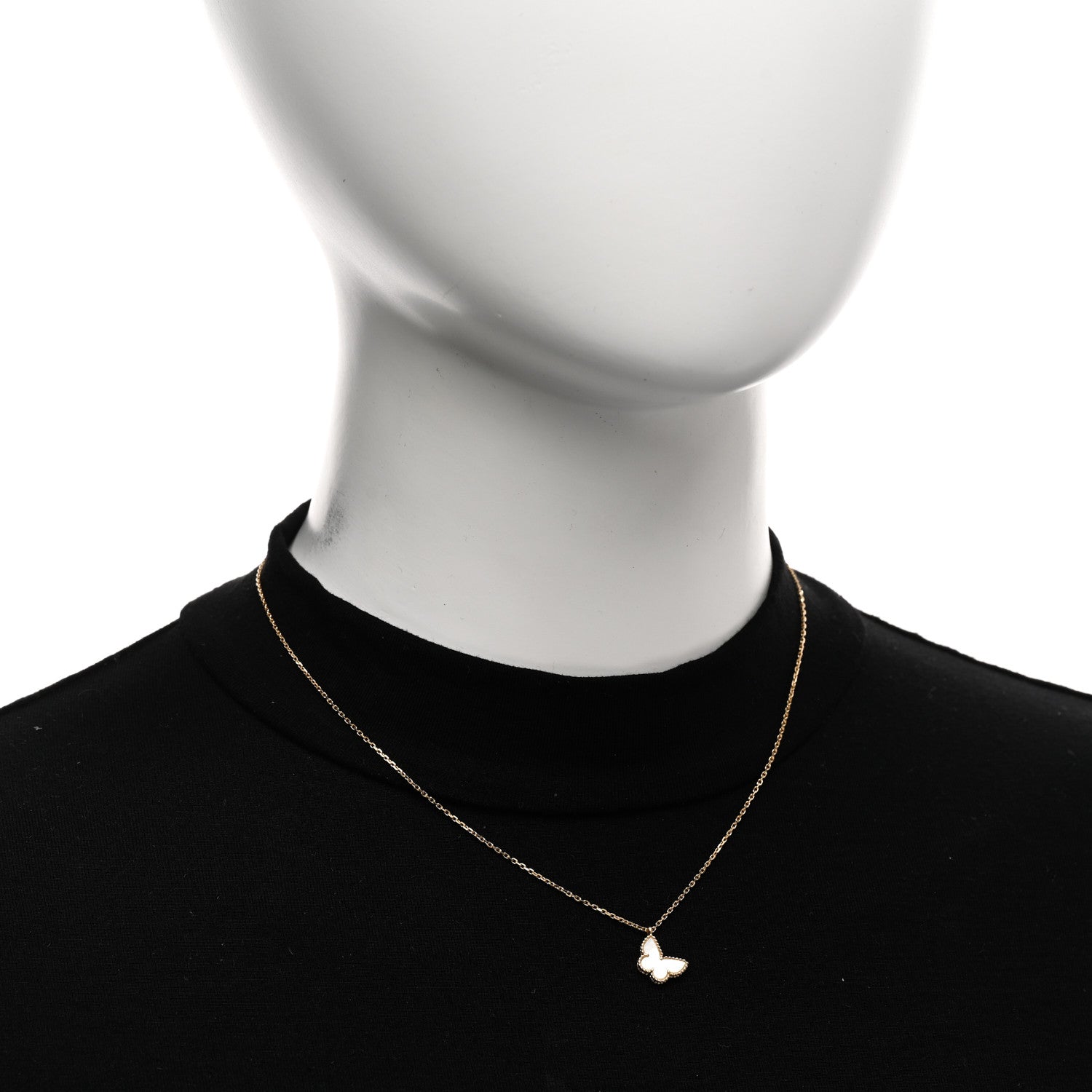 Van Cleef & Arpels 18K Yellow Gold Mother of Pearl Sweet Alhambra Butterfly Pendant Necklace 2 of 5