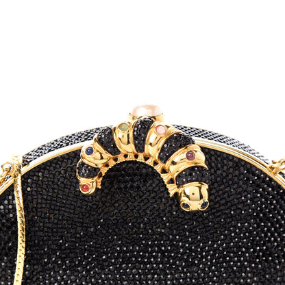 Judith Leiber Swarovski Crystal Minaudiere Caterpillar Clutch Black 7 of 9