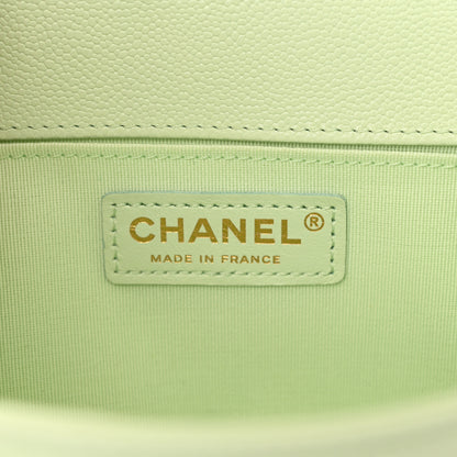 Chanel Caviar Chevron Quilted Medium Boy Flap Light Green 6 of 10