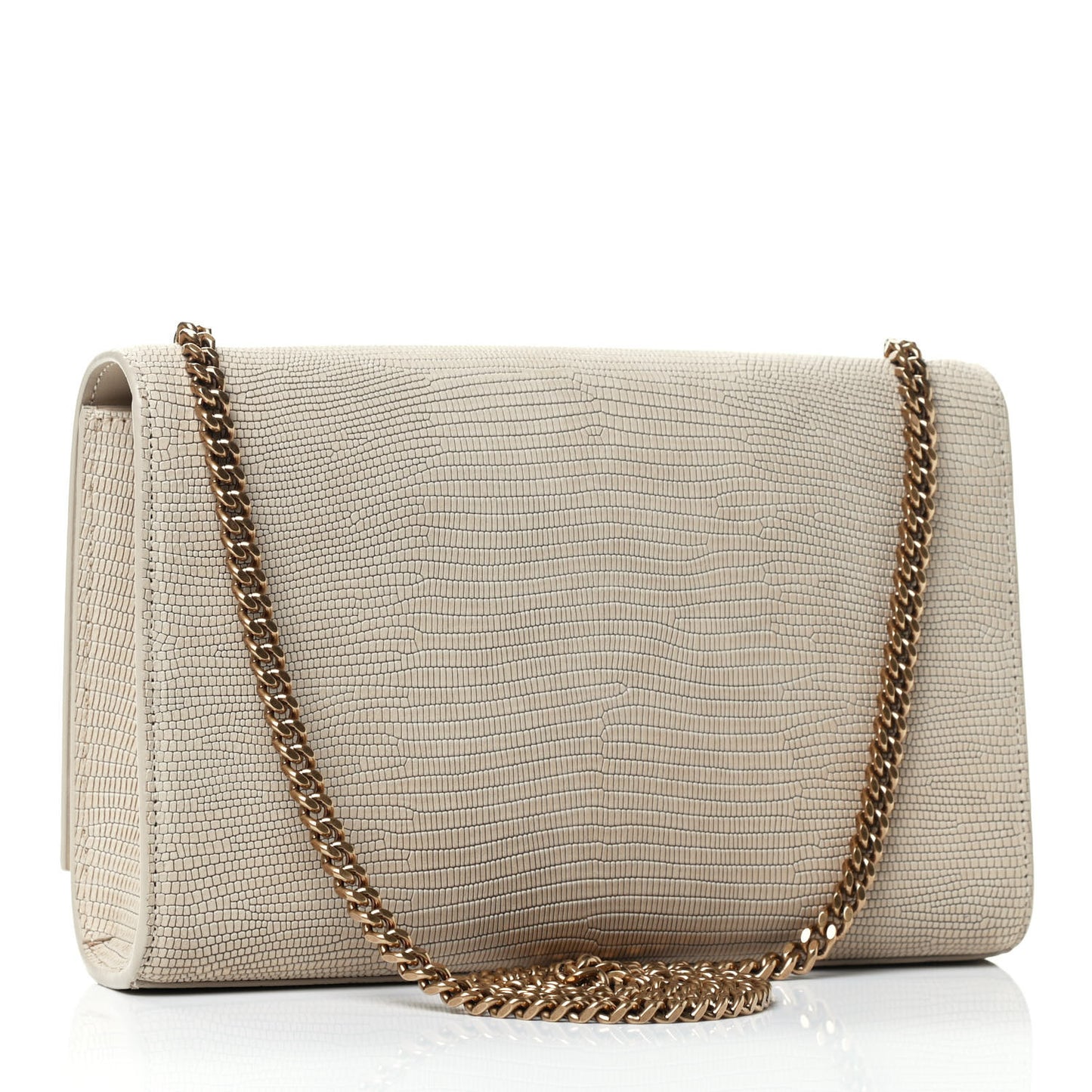 Calfskin Lizard Embossed Medium Classic Monogram Kate Satchel Linen