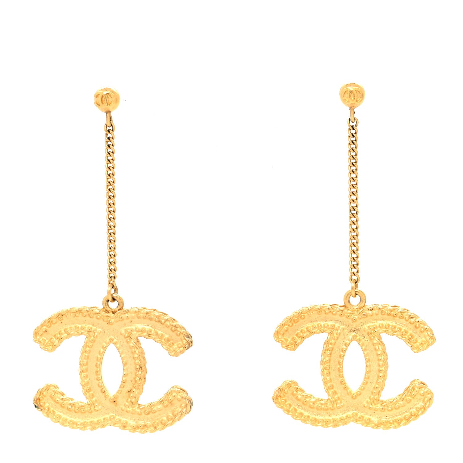 Chanel CC Drop Earrings Matte Gold 1 of 5