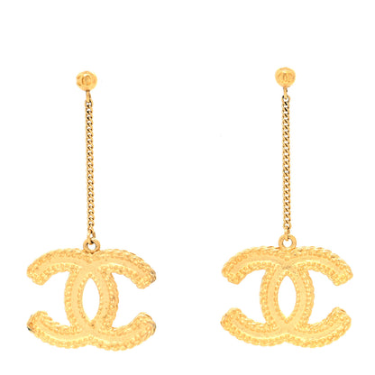 Chanel CC Drop Earrings Matte Gold 1 of 5