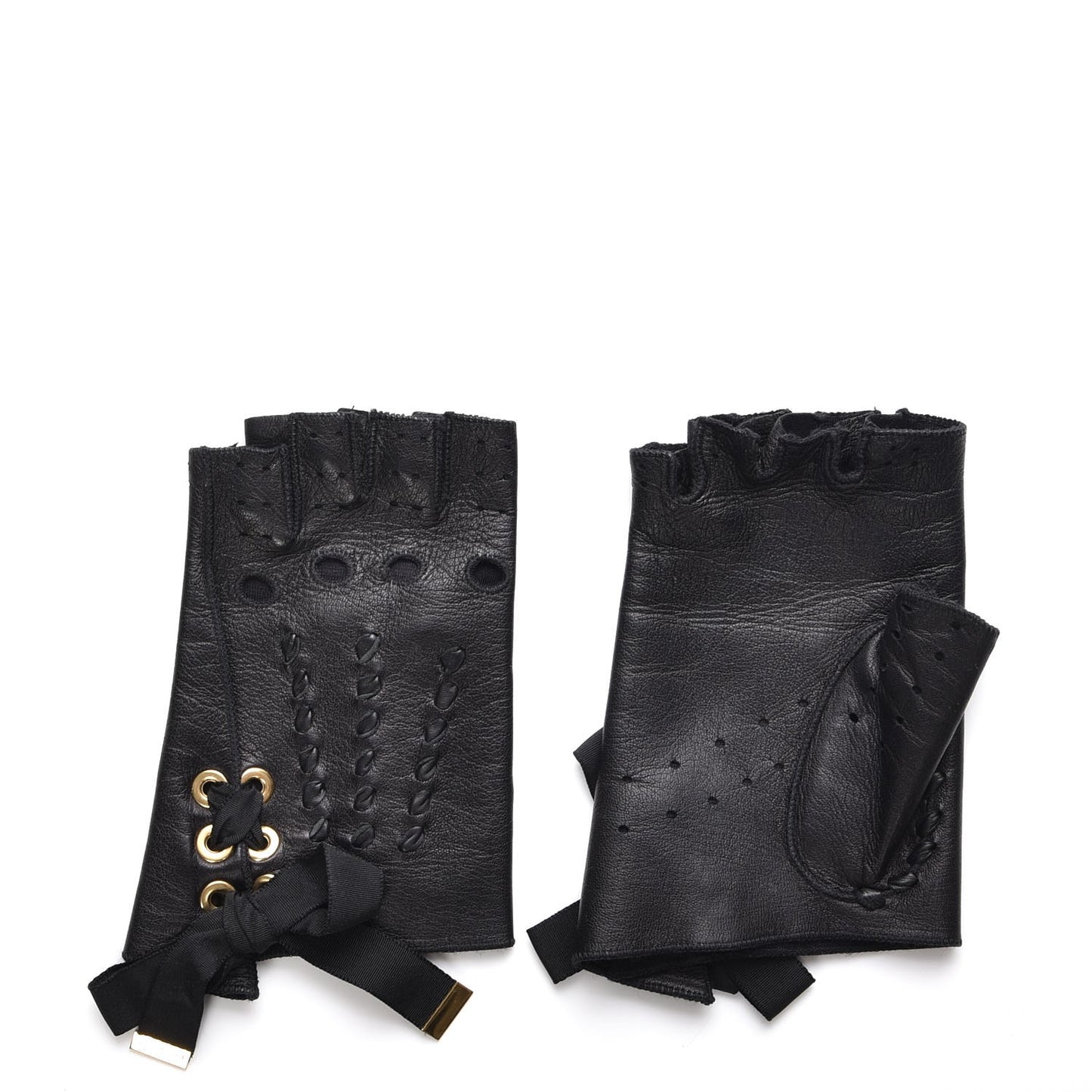Lambskin Fingerless Gloves Black