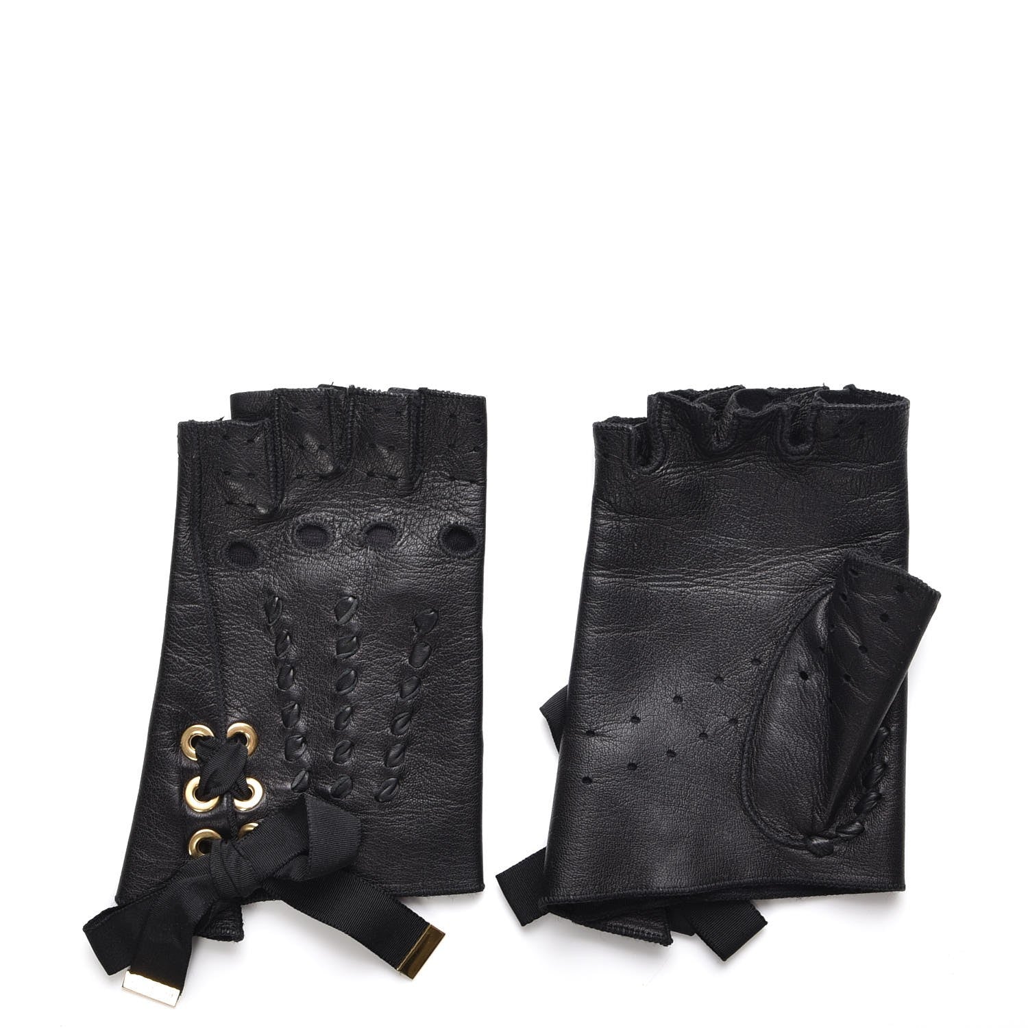Louis Vuitton Lambskin Fingerless Gloves Black 1 of 5