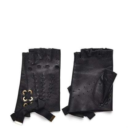 Louis Vuitton Lambskin Fingerless Gloves Black 1 of 5