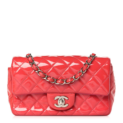 Chanel Patent Calfskin Quilted Mini Rectangular Flap Pink 1 of 10