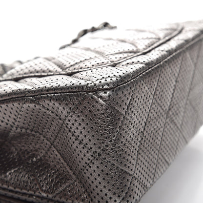 Chanel Metallic Lambskin Perforated Mini Rectangular Flap Grey 10 of 12