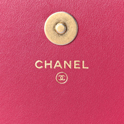 Chanel Velvet Quilted Camellia Velvet Flap Coin Purse With Chain Fuchsia 7 of 11