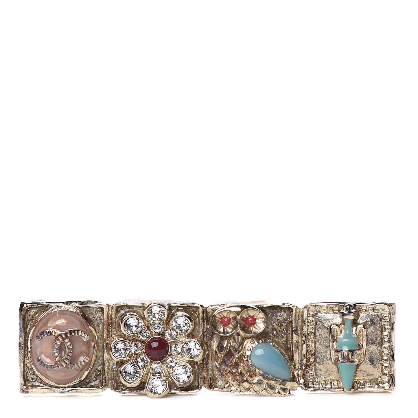 Enamel Crystal Brooch Gold Multicolor