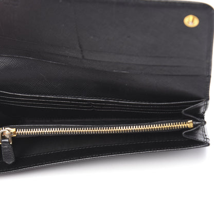 Prada Saffiano Metal Continental Flap Wallet Black 5 of 8