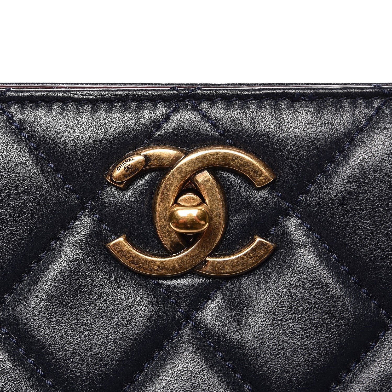 Chanel Calfskin Quilted Tote Dark Navy Red 8 of 18