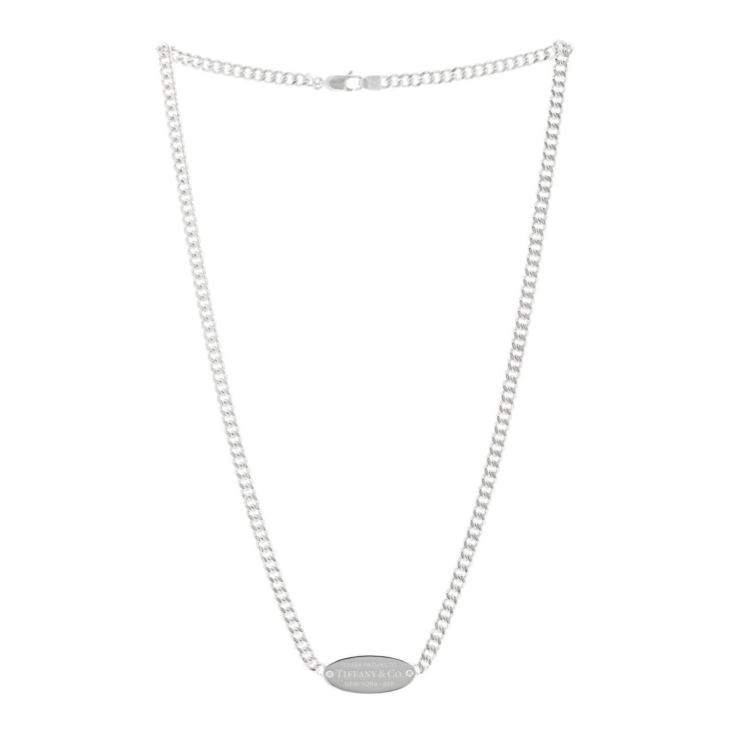 Sterling Silver Diamond Return to Tiffany ID Oval Pendant Necklace