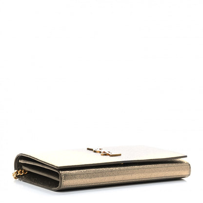 Saint Laurent Grained Metallic Calfskin Monogram Chain Wallet Bronze 3 of 8