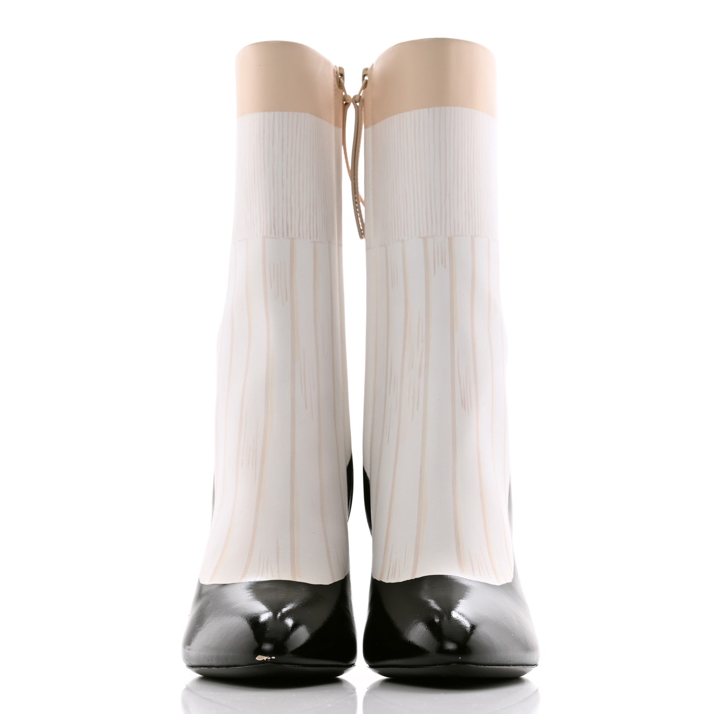 Calfskin Illusion Ankle Boots 37 Black Beige