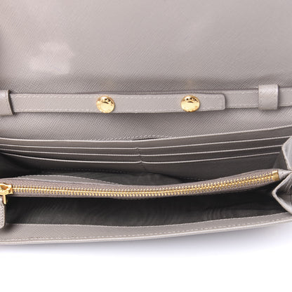 Prada Saffiano Metal Oro Chain Wallet Argilla 4 of 9